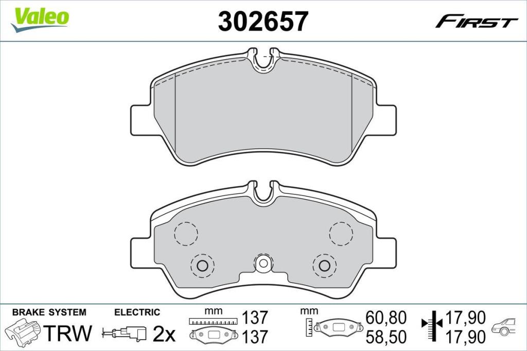 Jogo de 4 pastilhas de travão VALEO ref. 302657